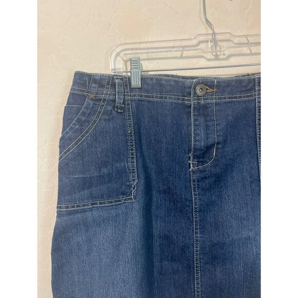 Baccini Sz 16W Medium Wash Denim Jean Miniskirt Boho - Picture 3 of 8